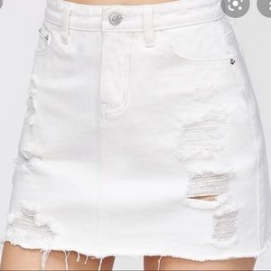 American Eagle White Denim Mini Skirt
